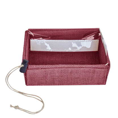 Wholesale Eco-Friendly Coloured Burlap Jute Gift Boxes with PVC Window for Events(Packs of 7)