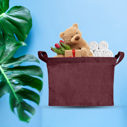 Wholesale Coloured Burlap  Reusable Jute Storage Basket  (Packs of 4)