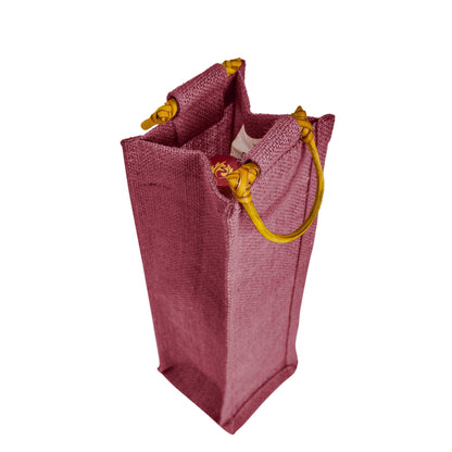Wholesale Coloured Jute Wine Bottle Bags with Cane Handles – For Events & Gifting (Pack of 7)