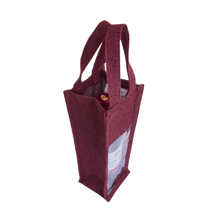 Reusable Jute Wine Gift Bags – Coloured Bottle Bags for Celebrations & Events, Wholesale (Pack of 6)