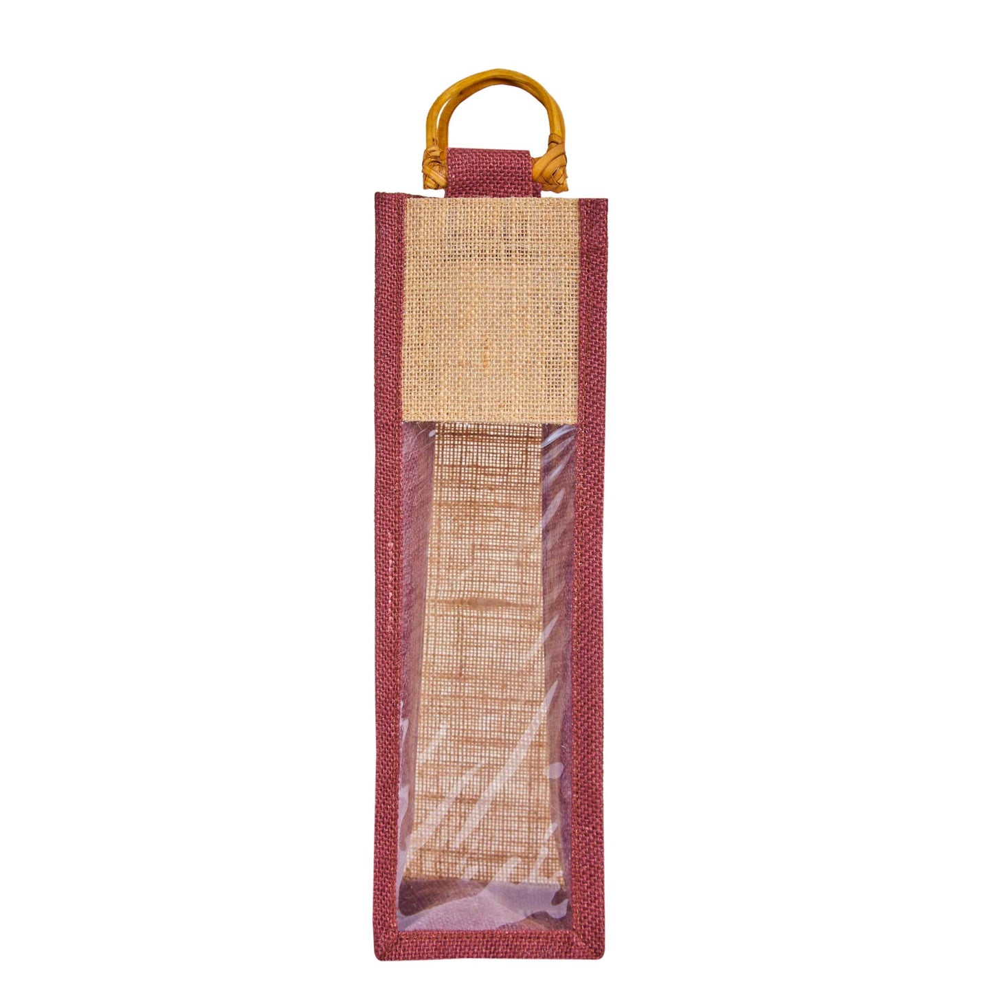 Jute Wine Gift Bags with PVC Window – Wholesale Single Bottle Carriers for Weddings & Events (Pack of 6)