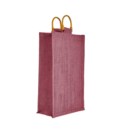 Coloured Jute Wine Burlap Gift Bags – Reusable 2-Bottle Wholesale Tote Bags, Gifting, Weddings, Parties & Holidays (Packs of 6)