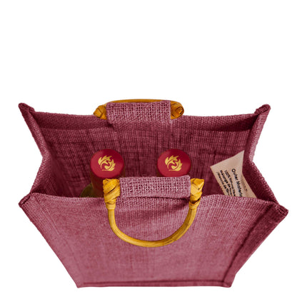 Coloured Jute Wine Burlap Gift Bags – Reusable 2-Bottle Wholesale Tote Bags, Gifting, Weddings, Parties & Holidays (Packs of 6)