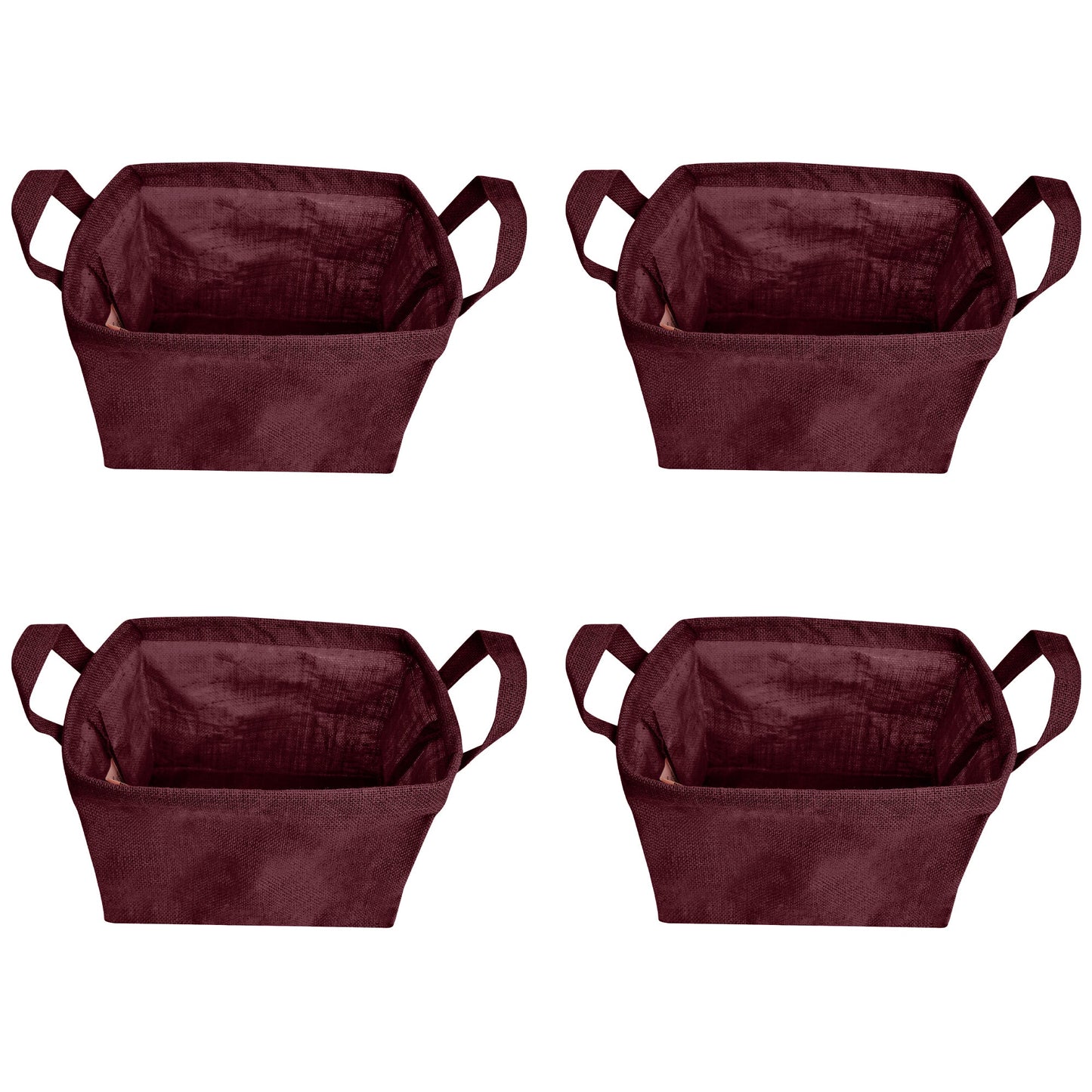 Wholesale Coloured Burlap  Reusable Jute Storage Basket  (Packs of 4)