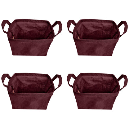 Wholesale Coloured Burlap  Reusable Jute Storage Basket  (Packs of 4)