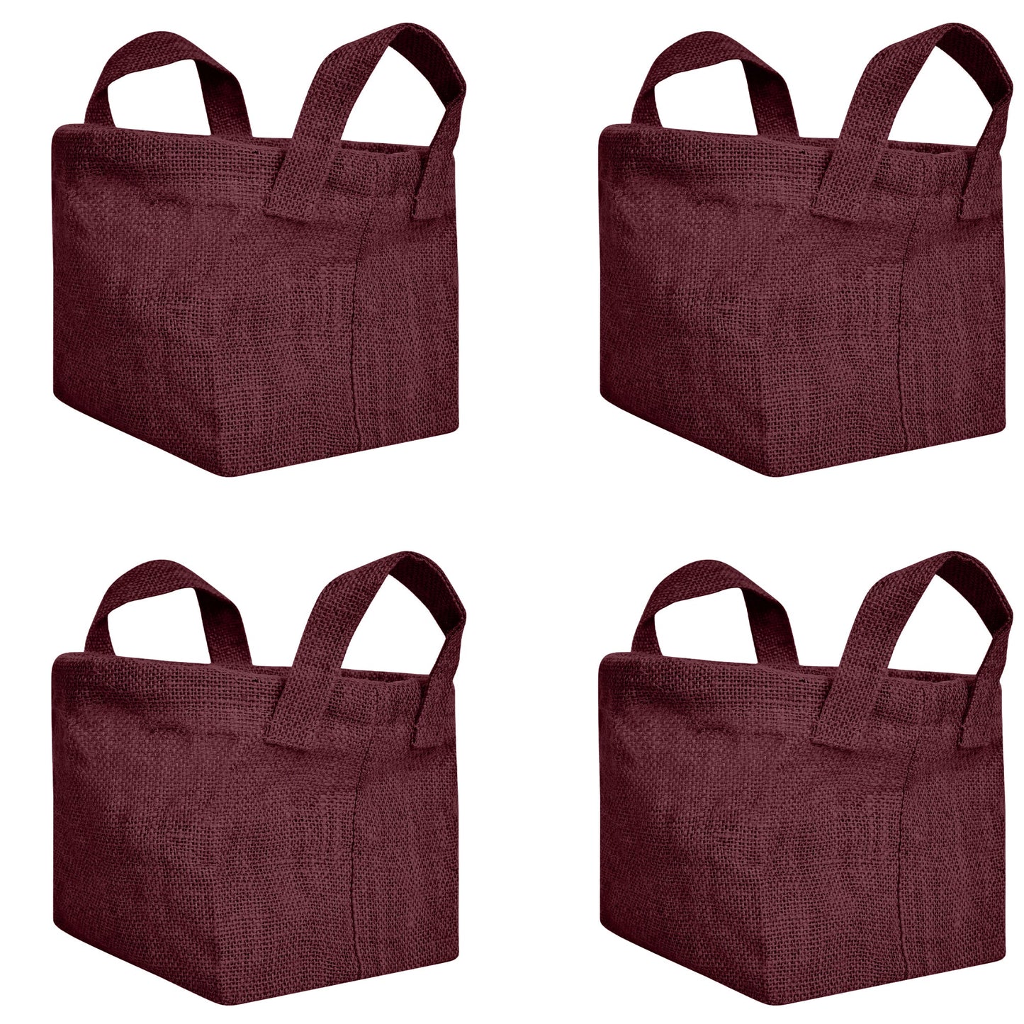 Wholesale Coloured Rectangular Burlap Jute Storage Basket (Packs of 4)