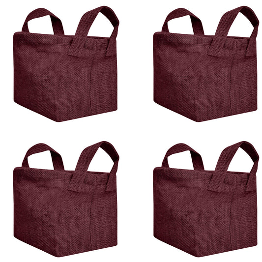 Wholesale Coloured Rectangular Burlap Jute Storage Basket (Packs of 4)