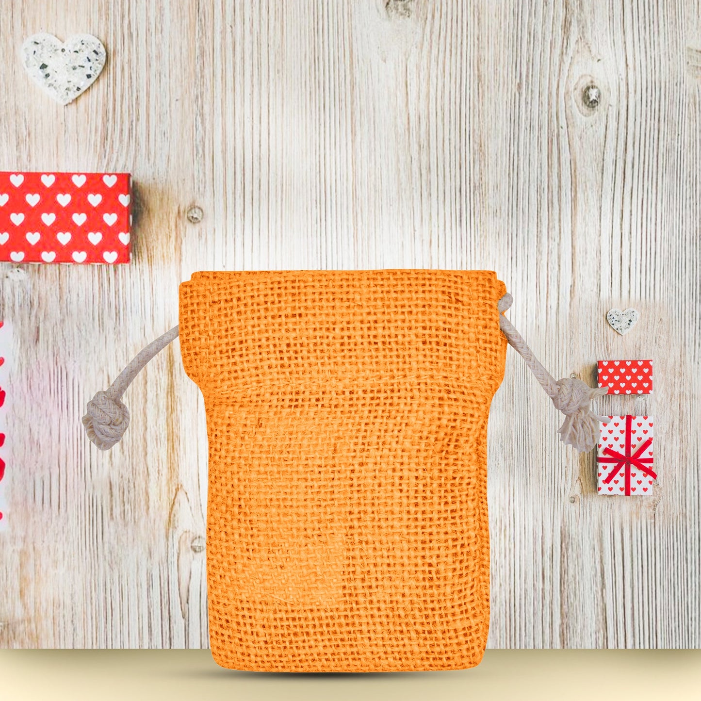 Wholesale Coloured Burlap Drawstring Jute Gift Bags for Party  (8 PCS)