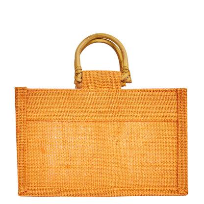 Wholesale Colourful Burlap Jute Gift Bags with Cane Handles (Packs of 7)