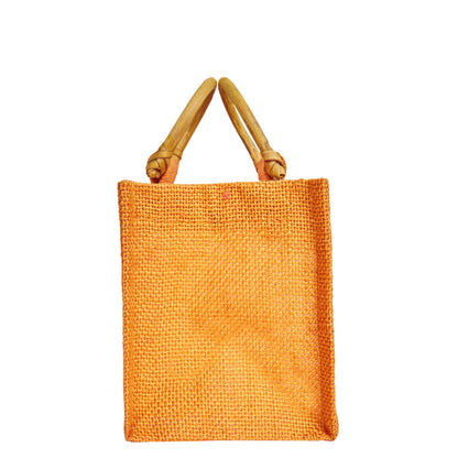 Wholesale Colourful Burlap Jute Gift Bags with Cane Handles (Packs of 7)