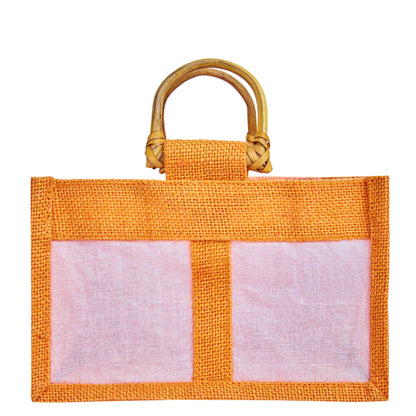 Wholesale Eco-Friendly Coloured Burlap Jute Gift Bags with Organza  (Packs of 7)