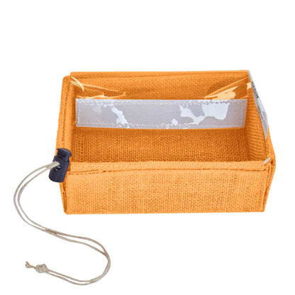 Wholesale Eco-Friendly Coloured Burlap Jute Gift Boxes with PVC Window for Events(Packs of 7)
