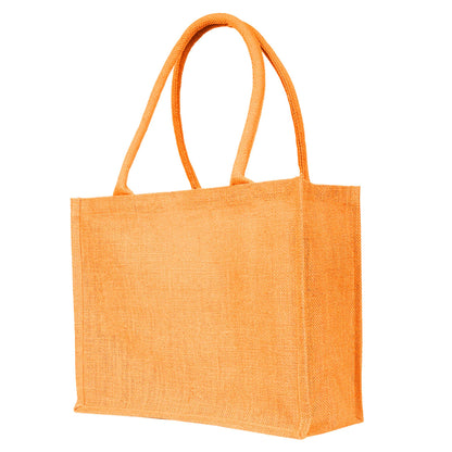 Jute Tote Bags for Wholesale – Shopping, Gifting, Weddings, Travel & Promotional Use – Deep Red, Pink, Green & Orange (Set of 4)