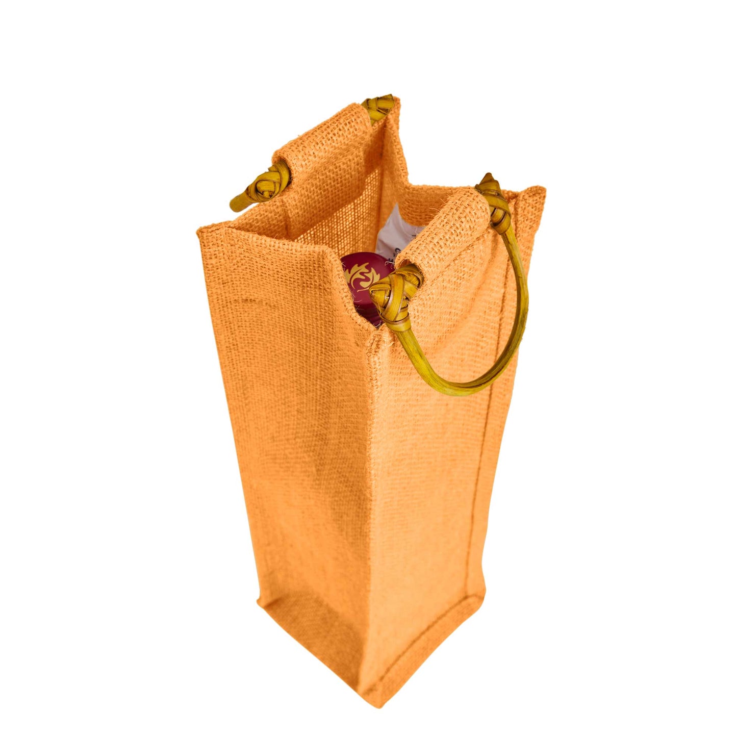 Wholesale Coloured Jute Wine Bottle Bags with Cane Handles – For Events & Gifting (Pack of 7)