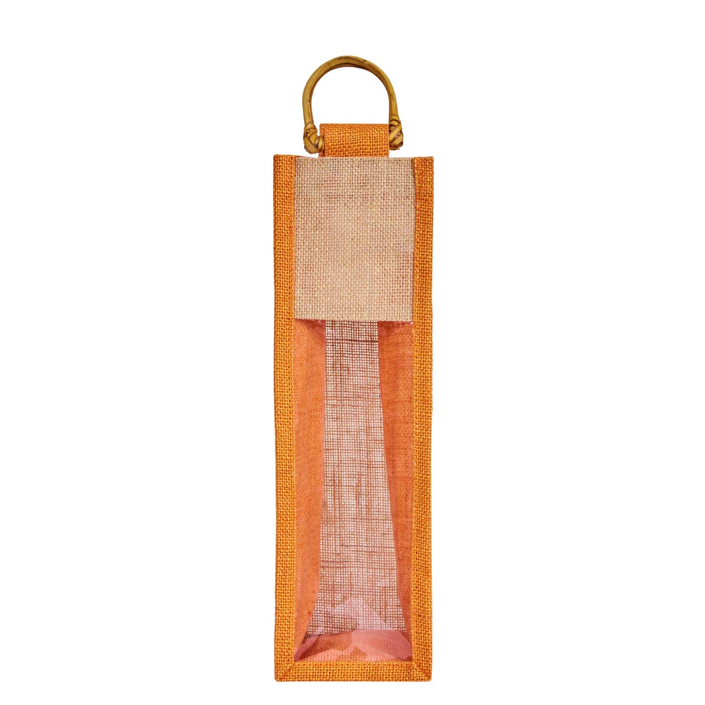 Jute Wine Gift Bags with PVC Window – Wholesale Single Bottle Carriers for Weddings & Events (Pack of 6)