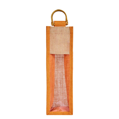 Jute Wine Gift Bags with PVC Window – Wholesale Single Bottle Carriers for Weddings & Events (Pack of 6)