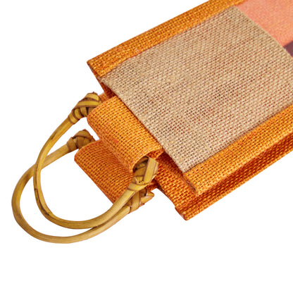 Jute Wine Gift Bags with PVC Window – Wholesale Single Bottle Carriers for Weddings & Events (Pack of 6)