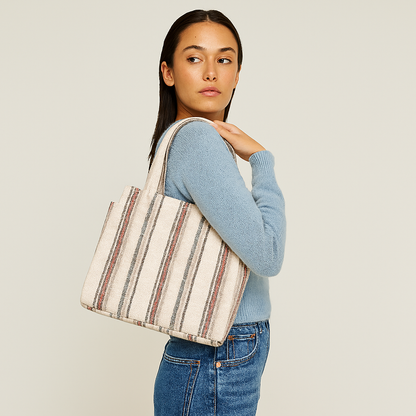 Wholesale  Brown & Grey Canvas Crossbody Tote Bag for Travel