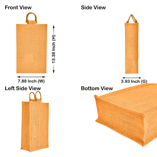 Coloured Jute Wine Burlap Gift Bags – Reusable 2-Bottle Wholesale Tote Bags, Gifting, Weddings, Parties & Holidays (Packs of 6)