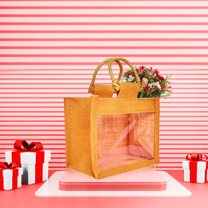 Wholesale Reusable Colourful Burlap Jute Gift Bags for Party Favours & Events (7 PCS)