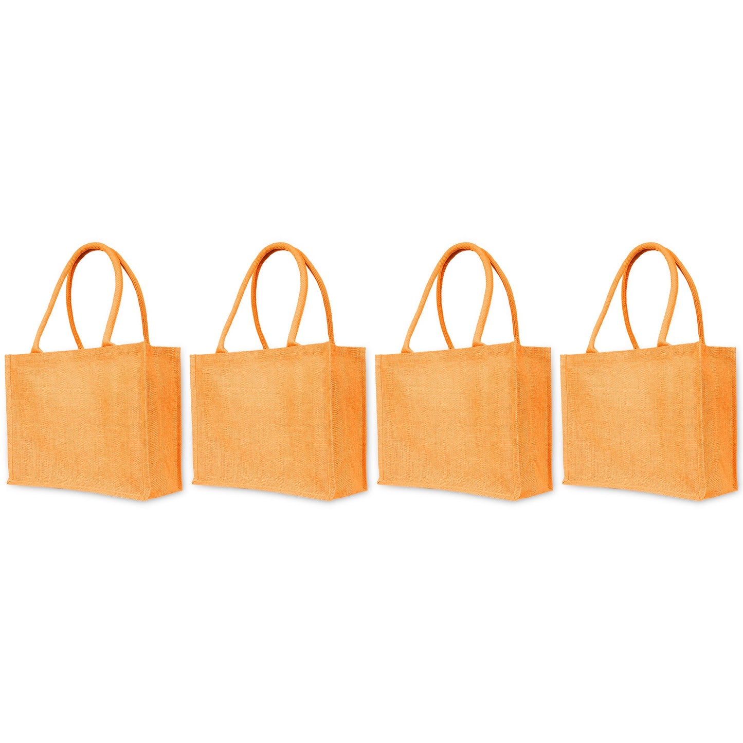 Jute Tote Bags for Wholesale – Shopping, Gifting, Weddings, Travel & Promotional Use – Deep Red, Pink, Green & Orange (Set of 4)