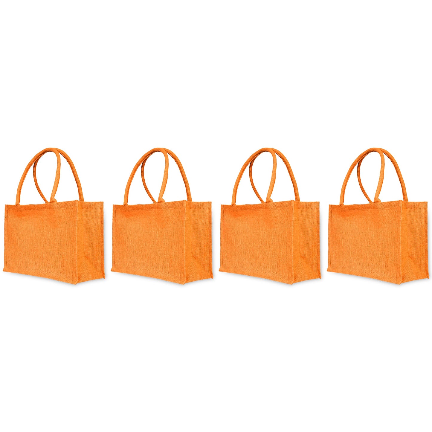 Jute Wholesale Tote Bags – Ideal for Christmas Gifts, Weddings & Shopping – Deep Red, Pink, Green & Orange (Set of 4)