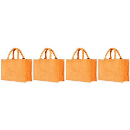 Colorful Wholesale Burlap Shopping Totes for Promotions, Holidays, Weddings, Travel & Everyday Use (Set of 4)
