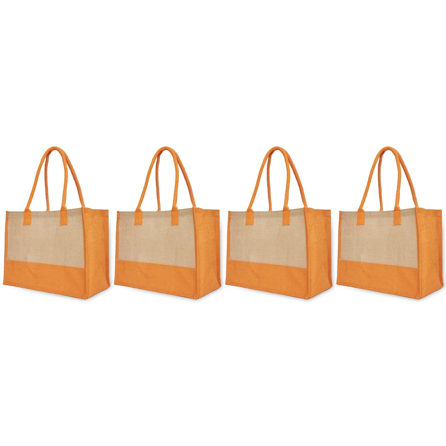 Jute Tote Bags for Wholesale – Red, Pink, Green & Orange – Burlap Bags for Shopping, Gifting & Everyday Use (Set of 4)