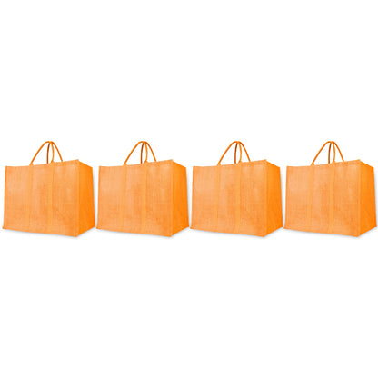 Wholesale Environmentally Friendly Jute Shopping Bags – Red, Pink, Green & Orange Burlap Totes (Pack of 4)