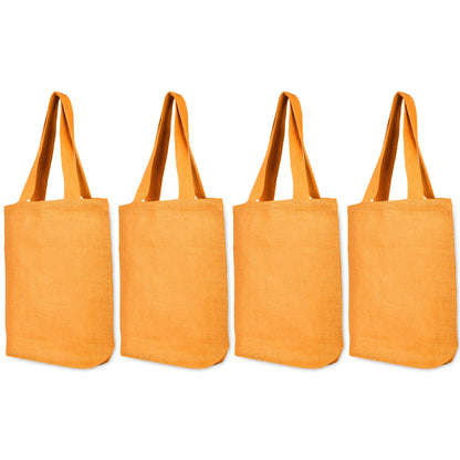 Wholesale Jute Bags for Corporate Events – Red, Pink, Green & Orange – Reusable Burlap Totes for Events & Weddings (Set of 4)