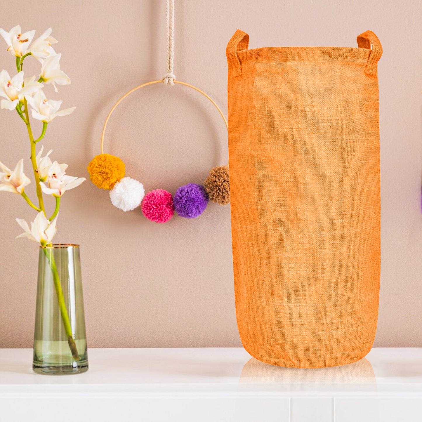 Wholesale Coloured Jute Burlap Laundry Storage Basket  (Set of 4)