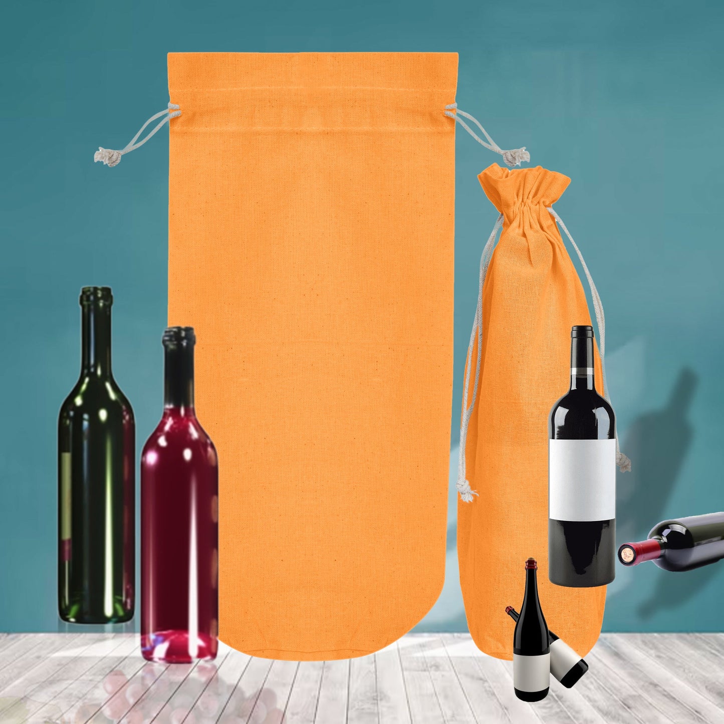 Wholesale Coloured Jute Wine Gift Pouches – Reusable Bottle Covers for Weddings & Christmas (Set of 6)