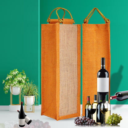 Wholesale Jute Wine Gift Bags with Cane Handles – New Year, Weddings, Birthdays, Parties, Christmas & Special Occasion (Packs of 6)