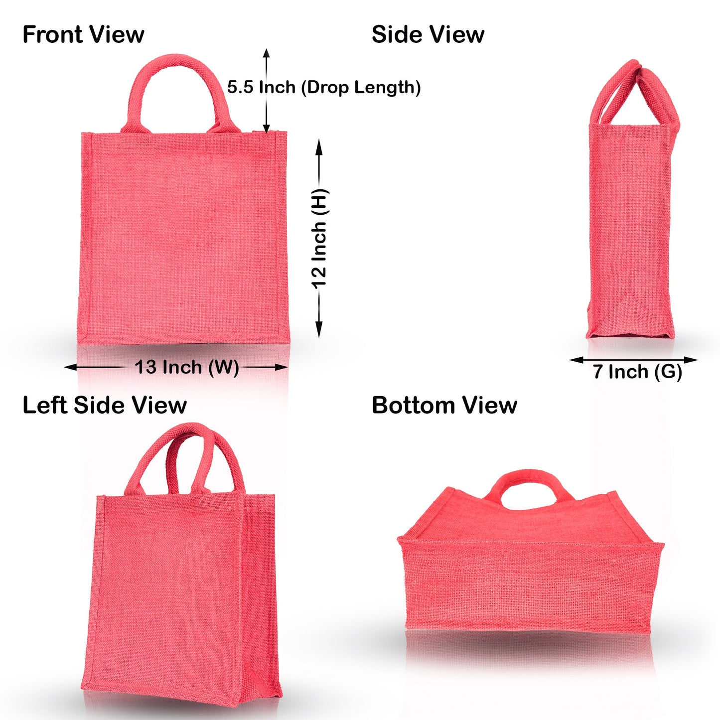 Wholesale Reusable Jute Bags – Coloured Shopping, Weddings, Beach, DIY, Promotional, Gifting Bag (Set of 4)
