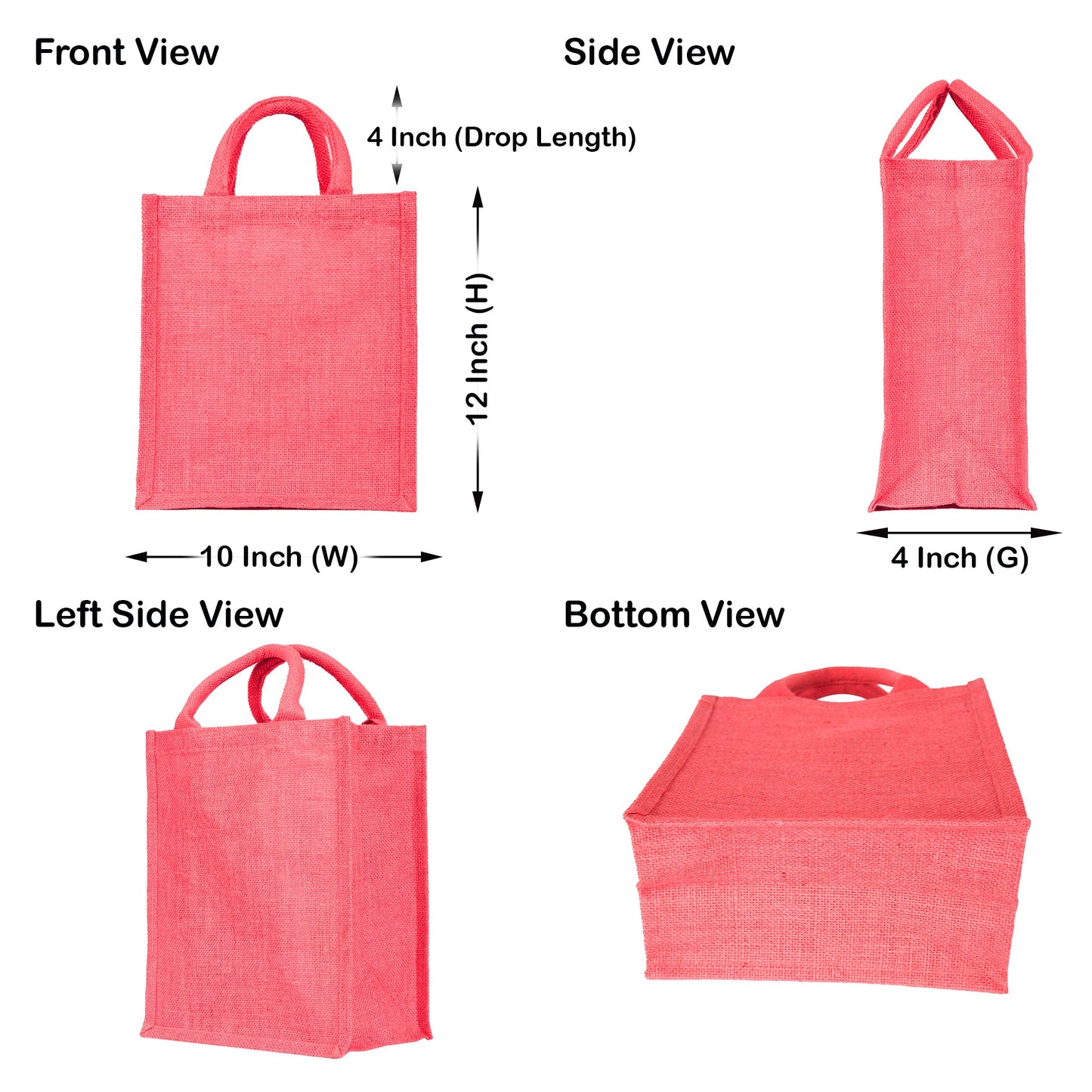 Colorful Wholesale Jute Tote Bags – Perfect for Shopping, Weddings, Valentine’s, Mother’s Day & more (Packs of 4)