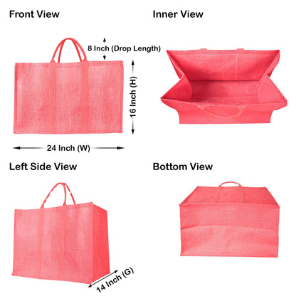 Wholesale Environmentally Friendly Jute Shopping Bags – Red, Pink, Green & Orange Burlap Totes (Pack of 4)