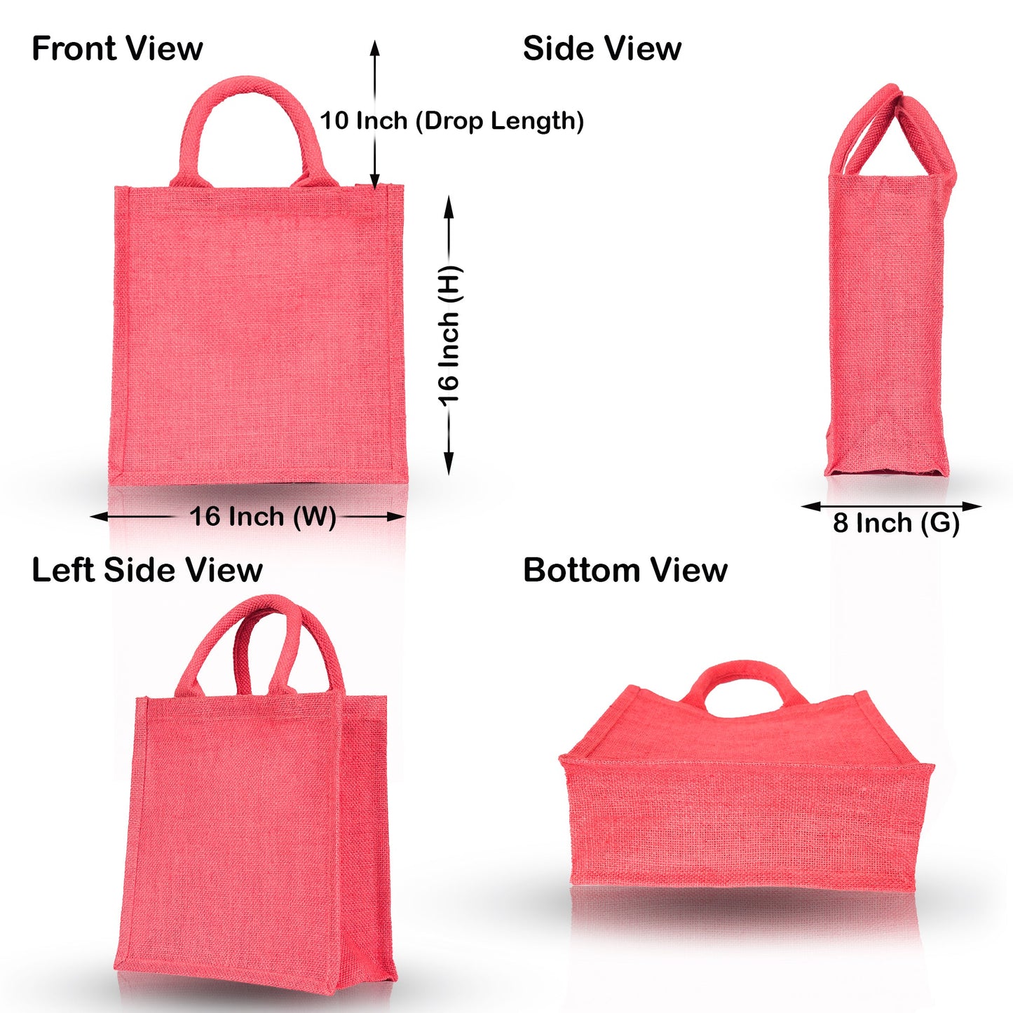Jute Shopping Bags for Wholesale – Coloured Burlap Totes for Gifting, Promotions & Daily Use (Set of 4)