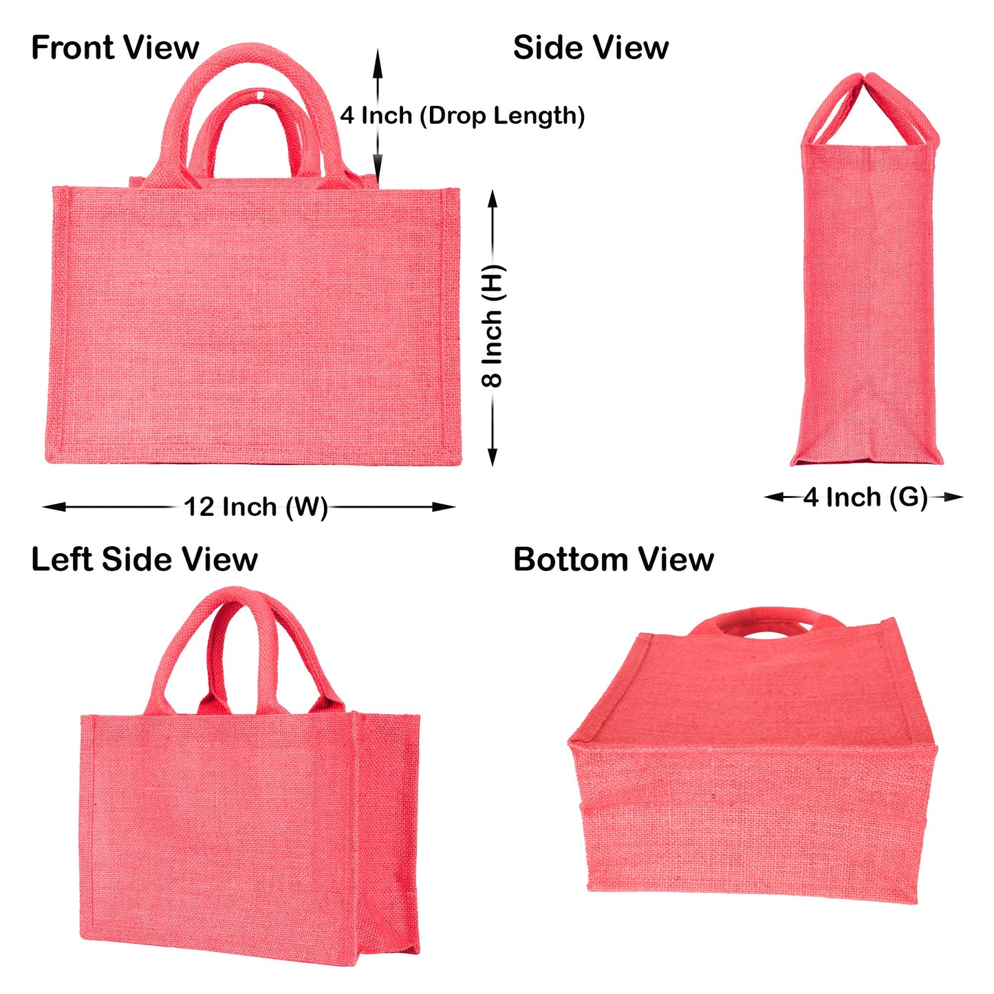 Colorful Wholesale Burlap Shopping Totes for Promotions, Holidays, Weddings, Travel & Everyday Use (Set of 4)