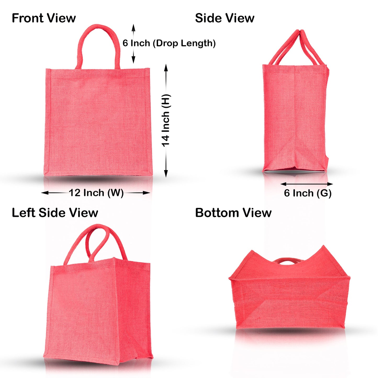 Wholesale Sustainable Jute Burlap Tote Bags – Ideal for Travel, Weddings, Shopping & Promotional (Packs of 4)
