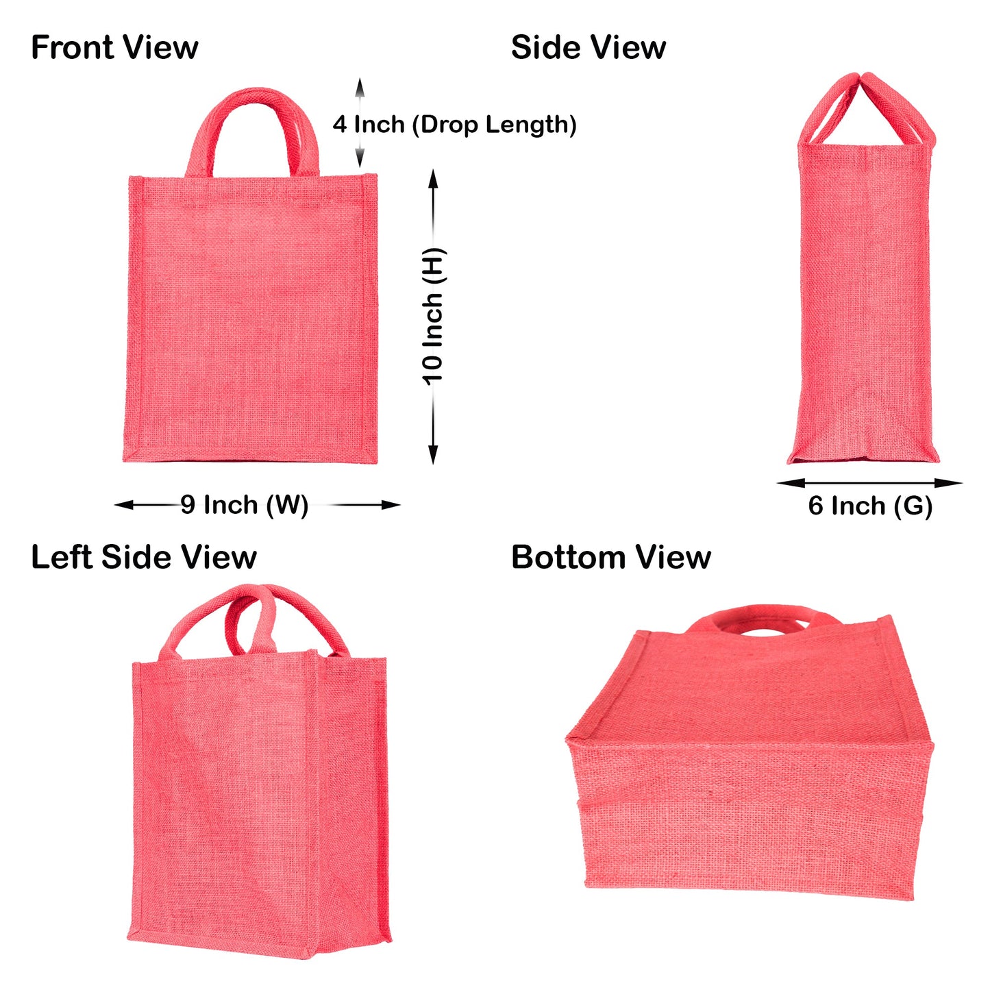 Colorful Jute Tote Bags – Wholesale Reusable Burlap Gift Bags for Shopping & Weddings (Set of 4)