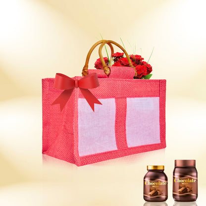 Wholesale Eco-Friendly Coloured Burlap Jute Gift Bags with Organza  (Packs of 7)