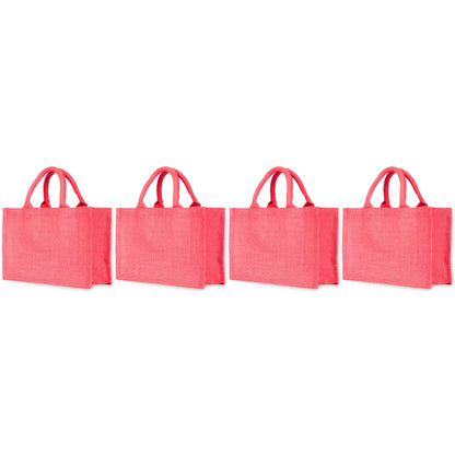 Colorful Wholesale Burlap Shopping Totes for Promotions, Holidays, Weddings, Travel & Everyday Use (Set of 4)