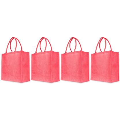Jute Shopping Bags for Wholesale – Coloured Burlap Totes for Gifting, Promotions & Daily Use (Set of 4)