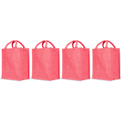 Colorful Wholesale Jute Tote Bags – Perfect for Shopping, Weddings, Valentine’s, Mother’s Day & more (Packs of 4)