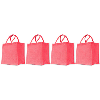 Wholesale Jute Promotional Shopping Bags – Red, Pink, Green & Orange for Gifts, Promotions & More (Packs of 4)