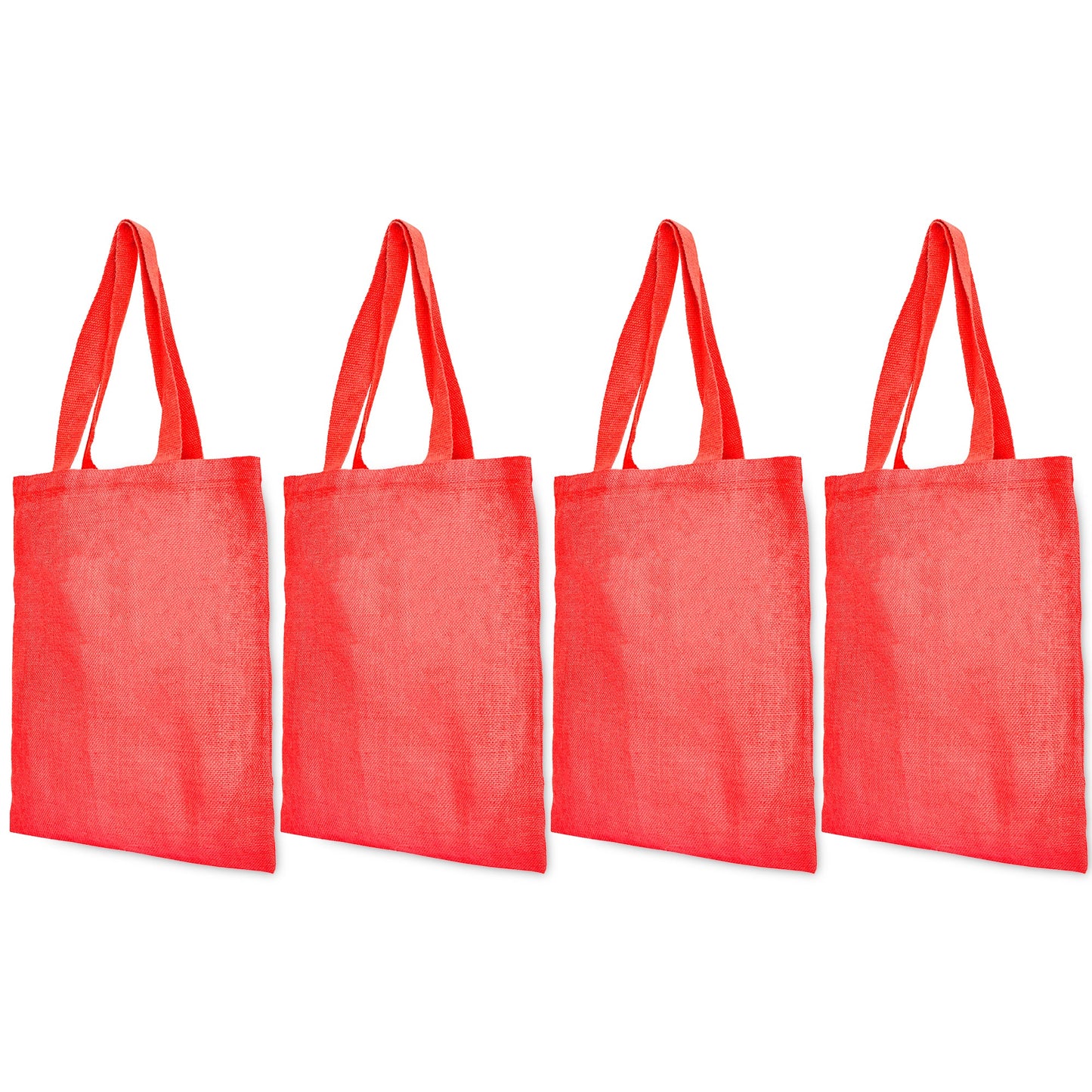 Wholesale Colorful Jute Tote Bags  – Red, Pink, Green & Orange – Reusable for Gifts, Beach, Weddings & Shopping (Set of 4)