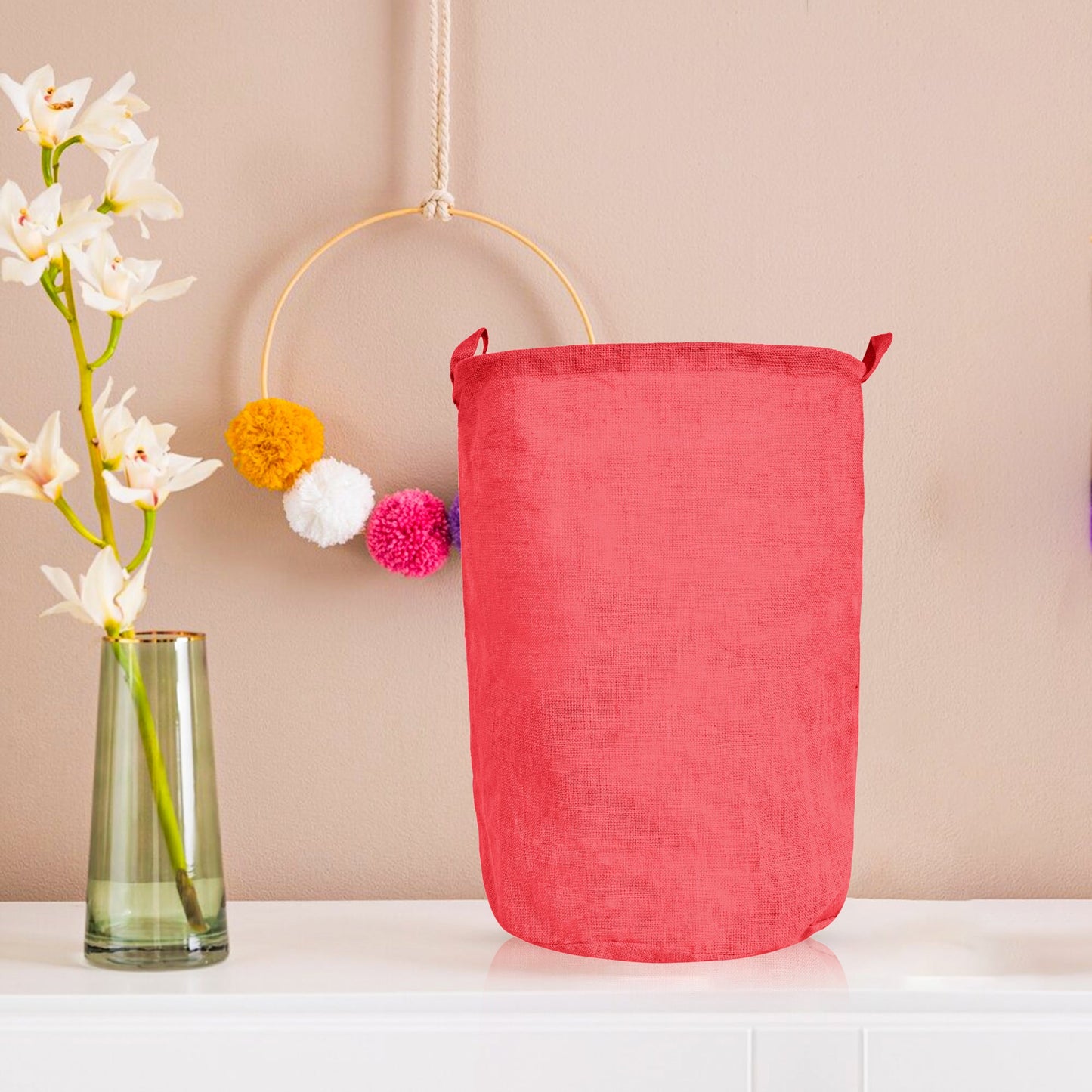 Wholesale Coloured Jute Burlap Laundry Storage Basket (Set of 4)
