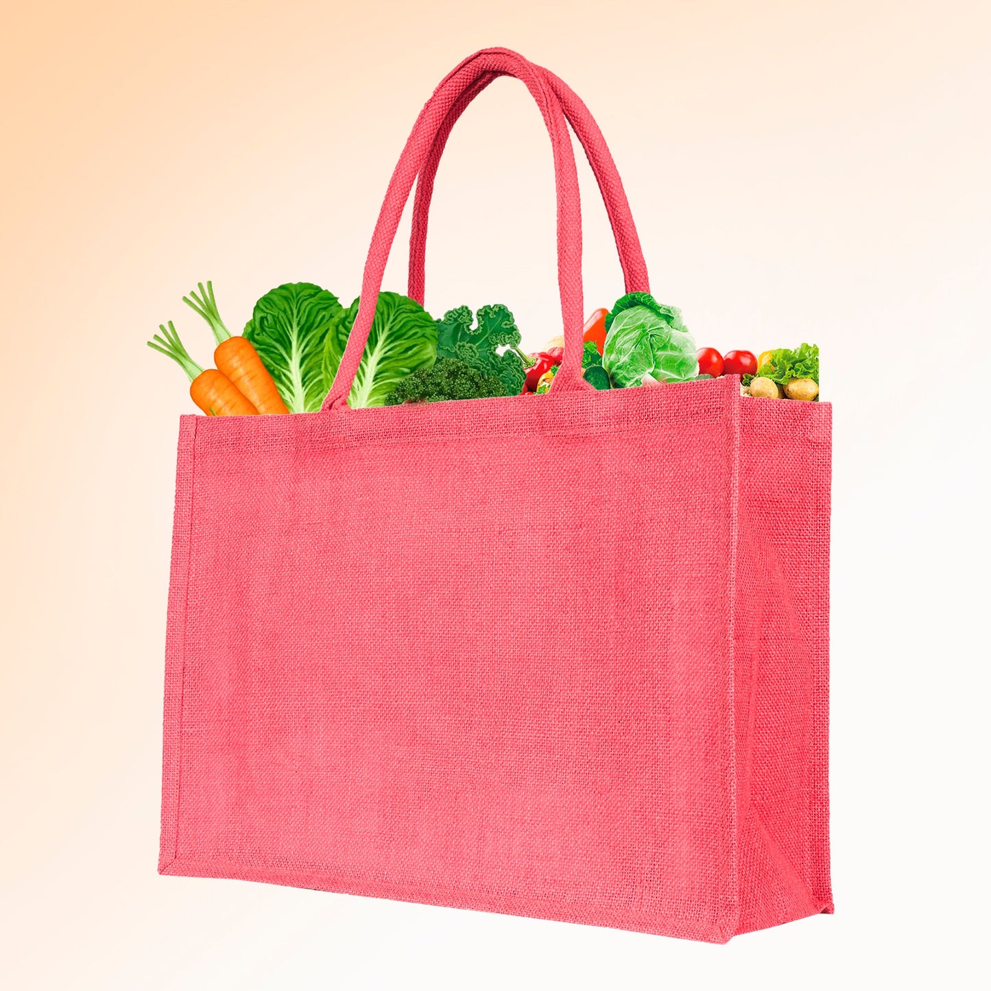 Jute Wholesale Tote Bags – Ideal for Christmas Gifts, Weddings & Shopping – Deep Red, Pink, Green & Orange (Set of 4)