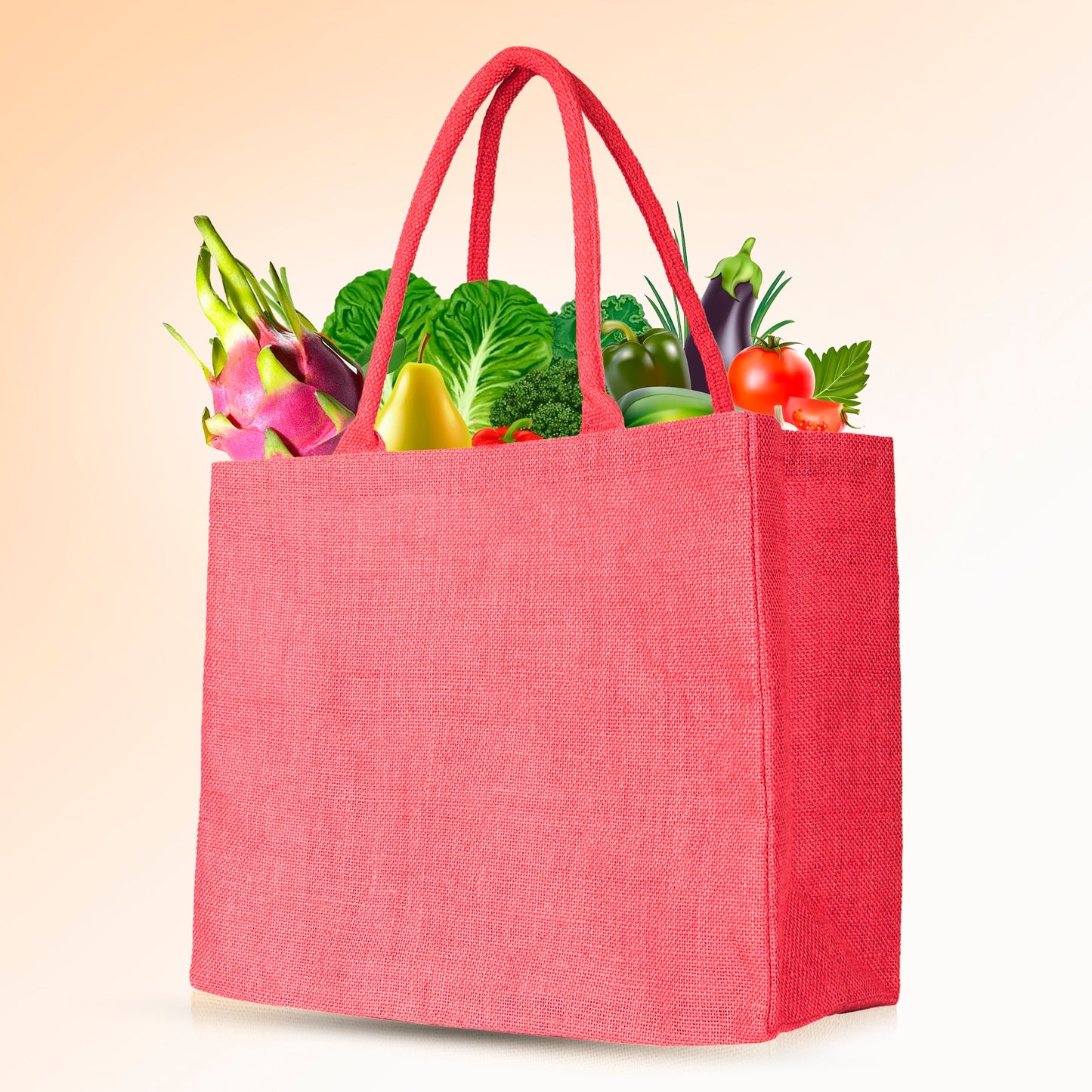 Wholesale Stylish Jute & Burlap Shopping Bags in Red, Pink, Green & Orange – Ideal for Gifting, Weddings & More (Pack of 4)