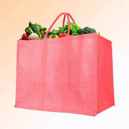Wholesale Environmentally Friendly Jute Shopping Bags – Red, Pink, Green & Orange Burlap Totes (Pack of 4)